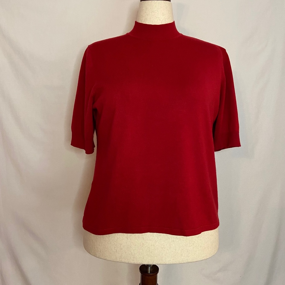 Coldwater Creek Red Short Sleeve Mock Neck Sweater Size 1X